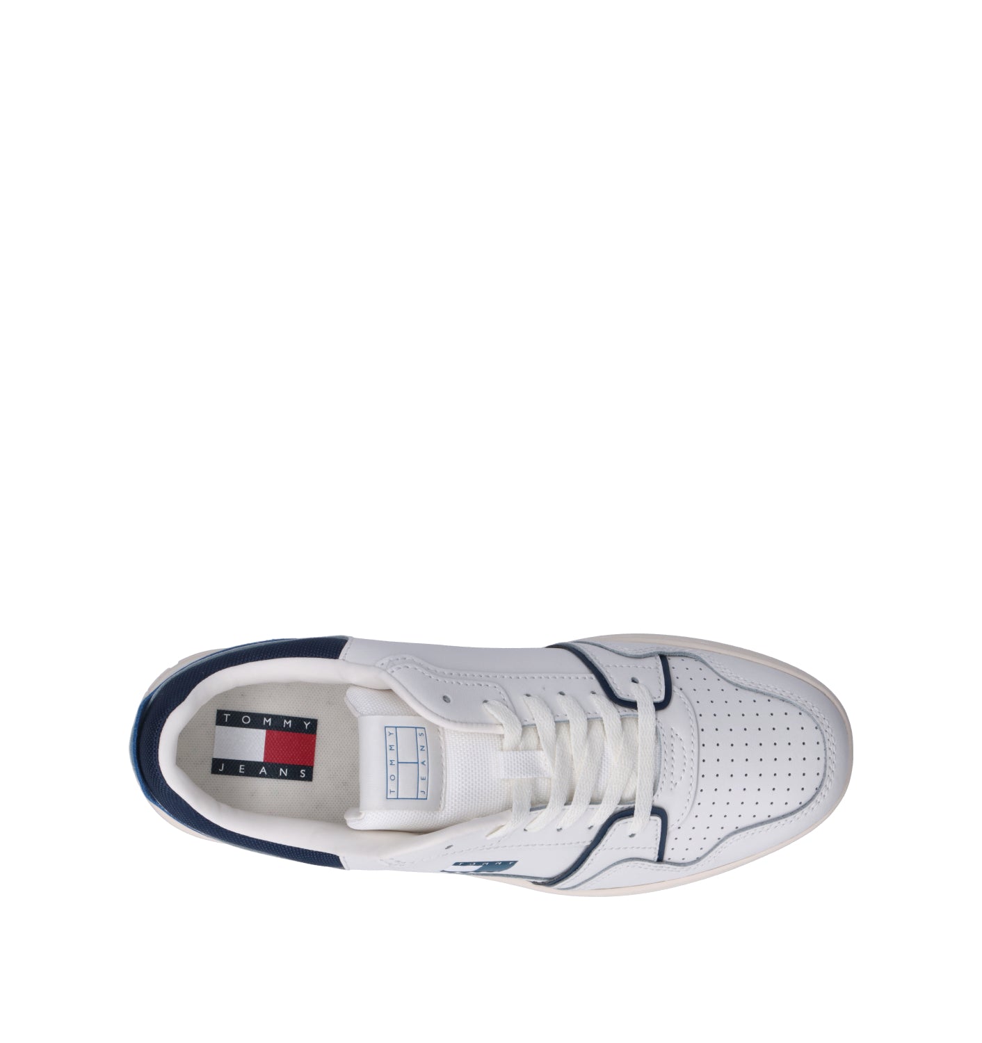 TOMMY HILFIGER JEANS Sneaker uomo bianca/blu in pelle