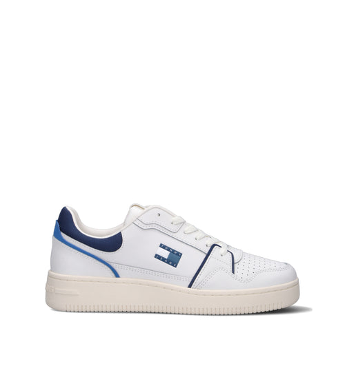 TOMMY HILFIGER JEANS Sneaker uomo bianca/blu in pelle