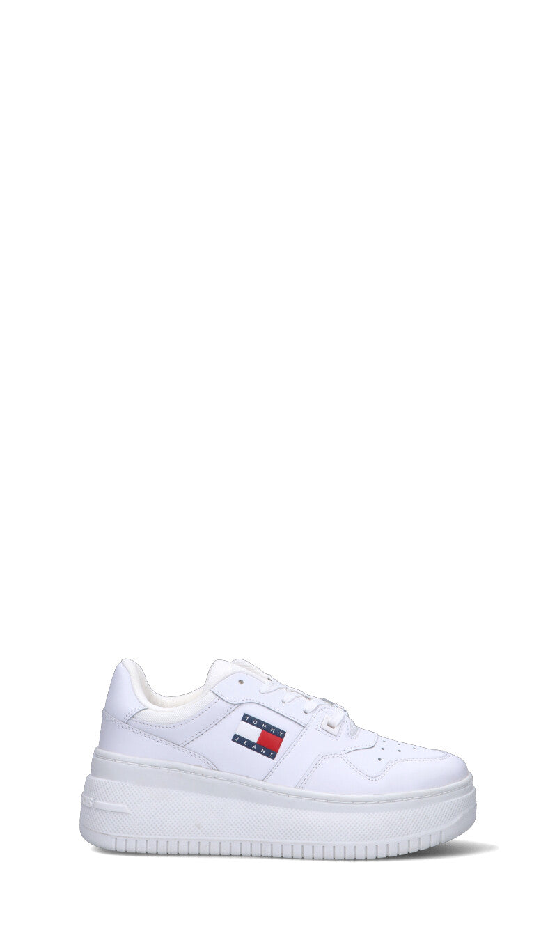 TOMMY HILFIGER JEANS Sneaker donna bianca in pelle