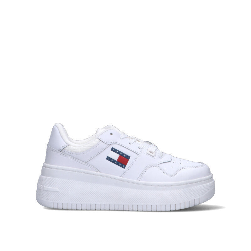 TOMMY HILFIGER JEANS Sneaker donna bianca in pelle