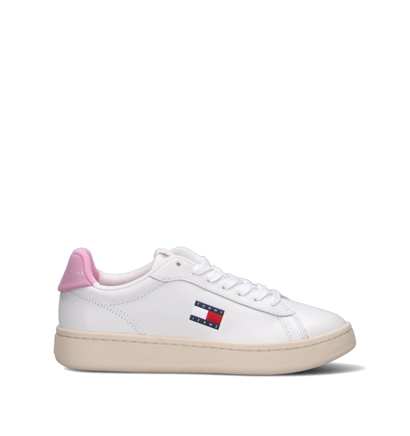 TOMMY HILFIGER JEANS Sneaker donna bianca/rosa in pelle