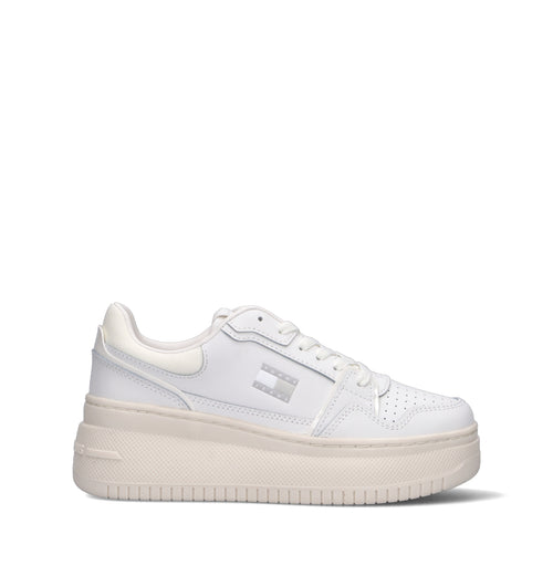TOMMY HILFIGER JEANS Sneaker donna bianca in pelle