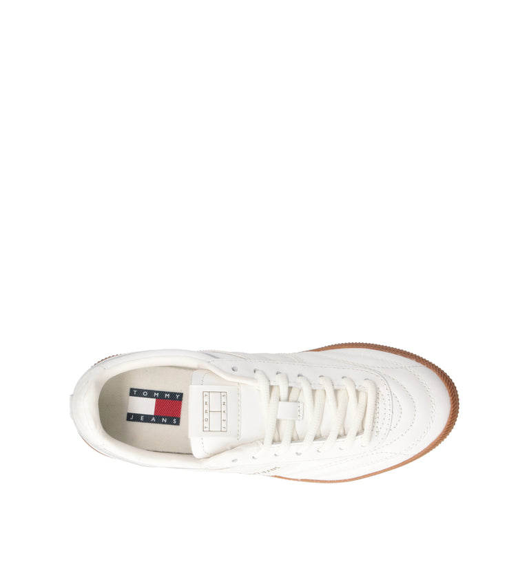 TOMMY HILFIGER JEANS Sneaker donna bianca in pelle