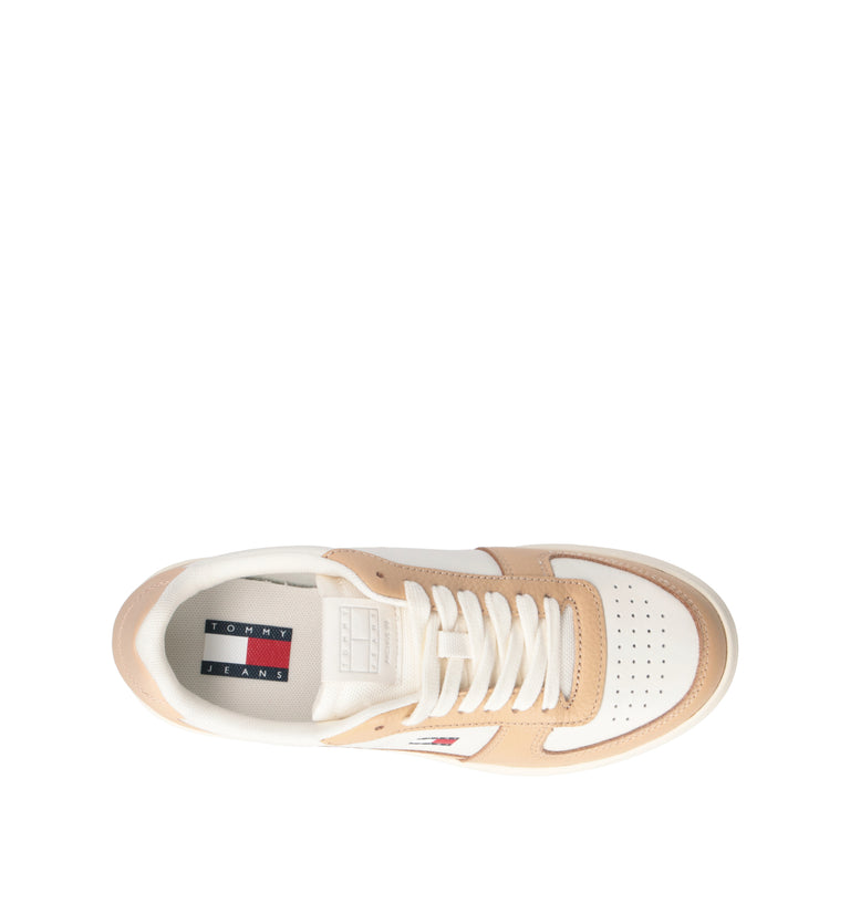 TOMMY HILFIGER JEANS Sneaker donna bianca/beige in pelle