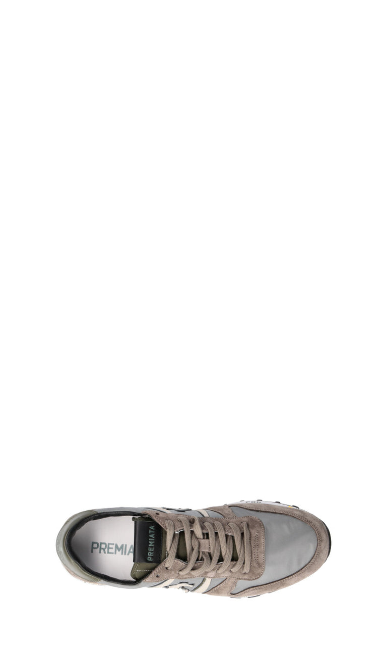 PREMIATA Sneaker uomo grigia/verde militare in pelle