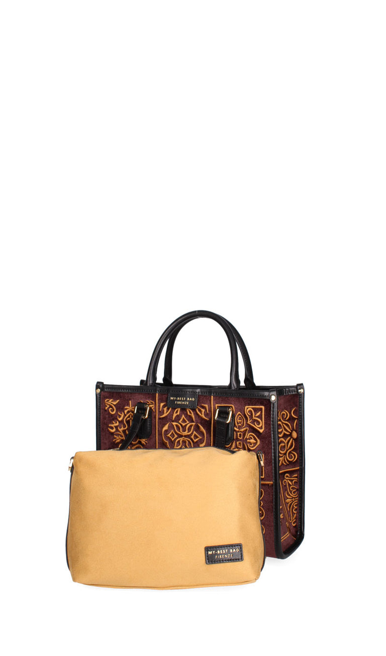 MY BEST BAG FIRENZE Borsa donna 'Tabac Tie' con ricami a rilievo