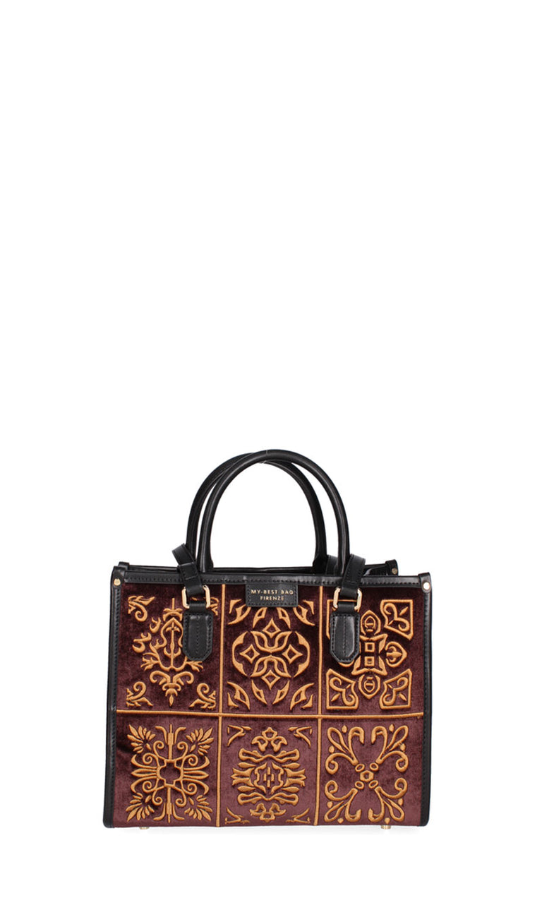 MY BEST BAG FIRENZE Borsa donna 'Tabac Tie' con ricami a rilievo