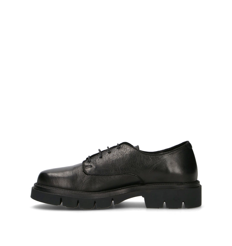 BUENO Stringata donna nera in pelle