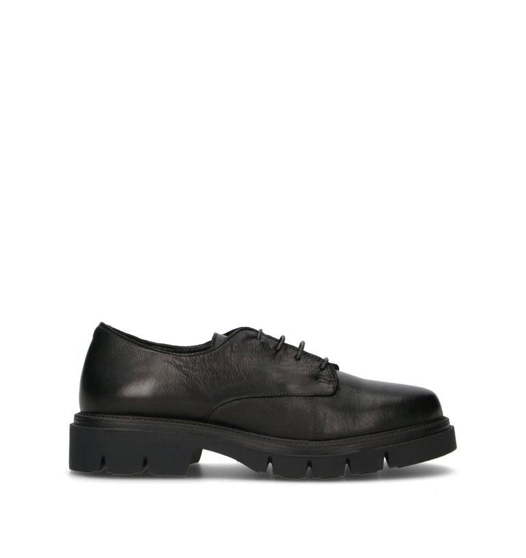 BUENO Stringata donna nera in pelle