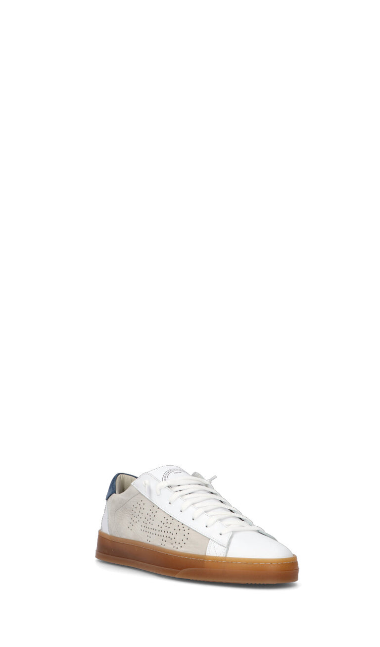 P448 Sneaker uomo bianca/blu in pelle