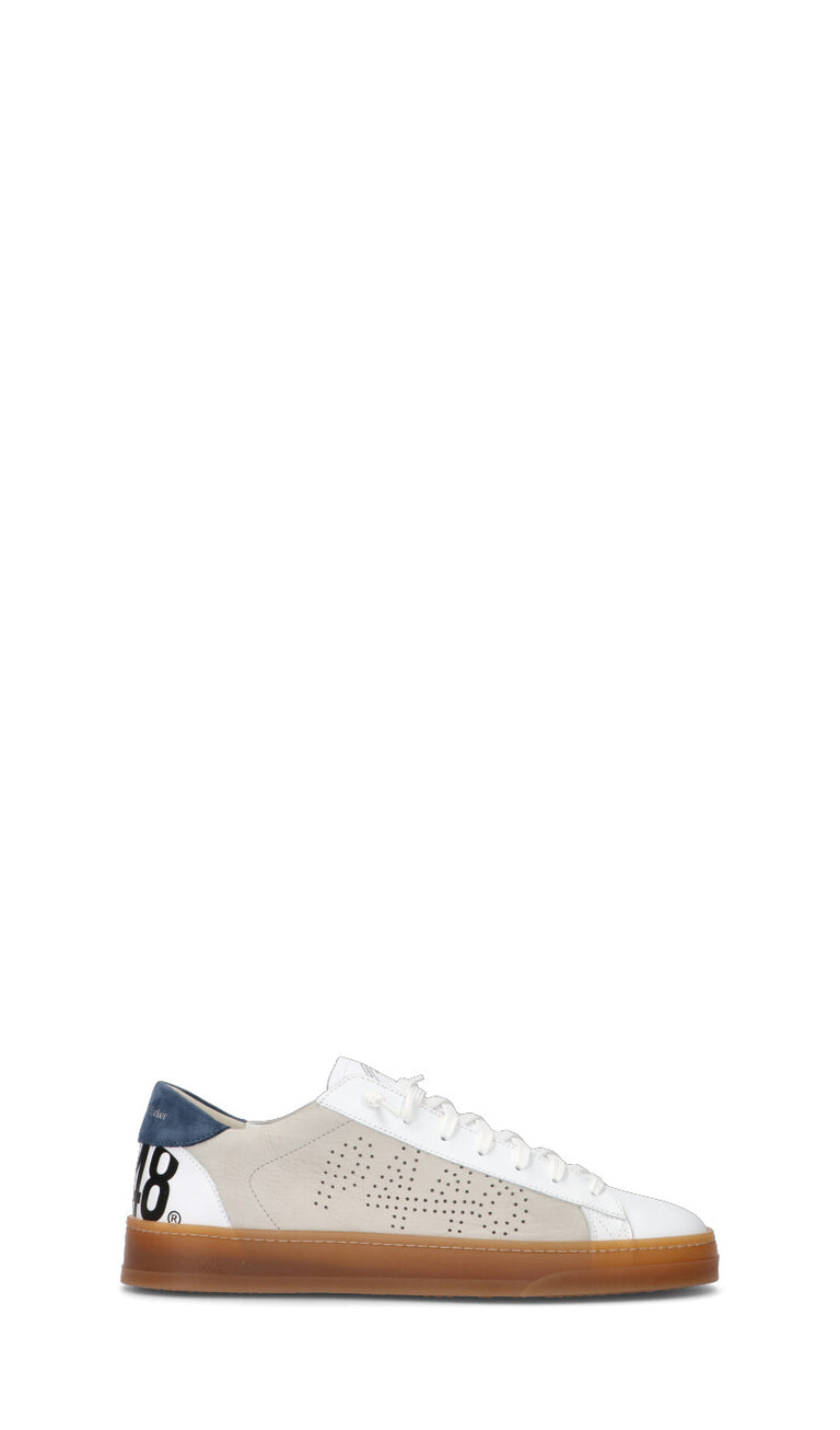 P448 Sneaker uomo bianca/blu in pelle