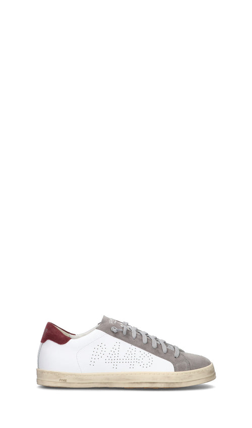 P448 Sneaker uomo bianca/bordeaux in pelle