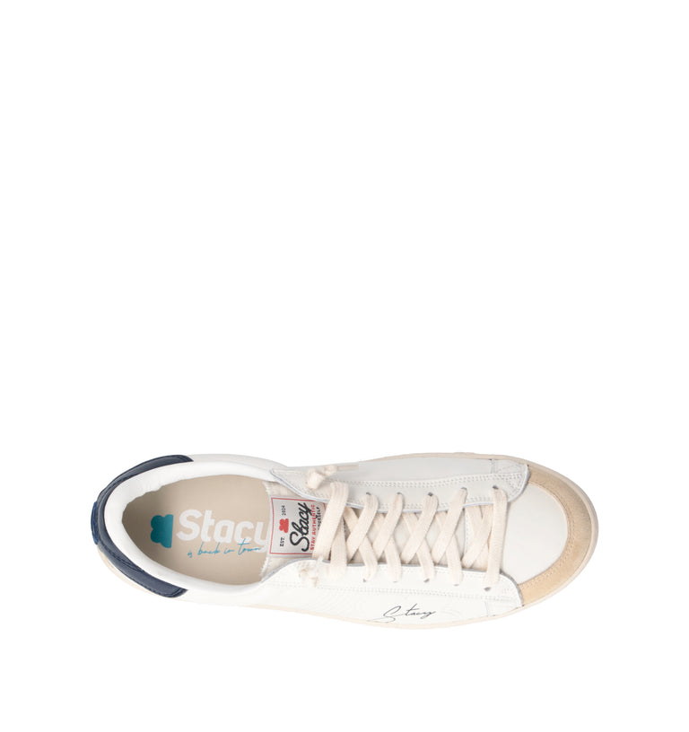 STACY Sneaker uomo bianca/blu in pelle