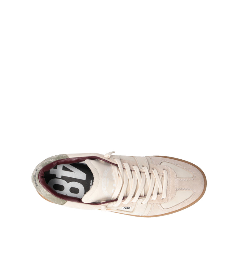 P448 Sneaker uomo panna in pelle