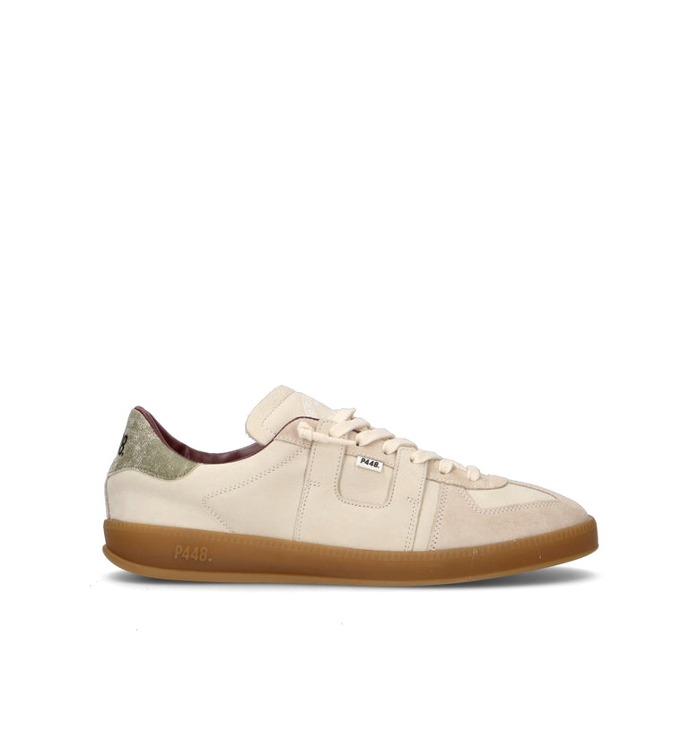 P448 Sneaker uomo panna in pelle