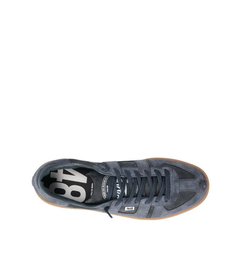 P448 Sneaker uomo blu in nabuk