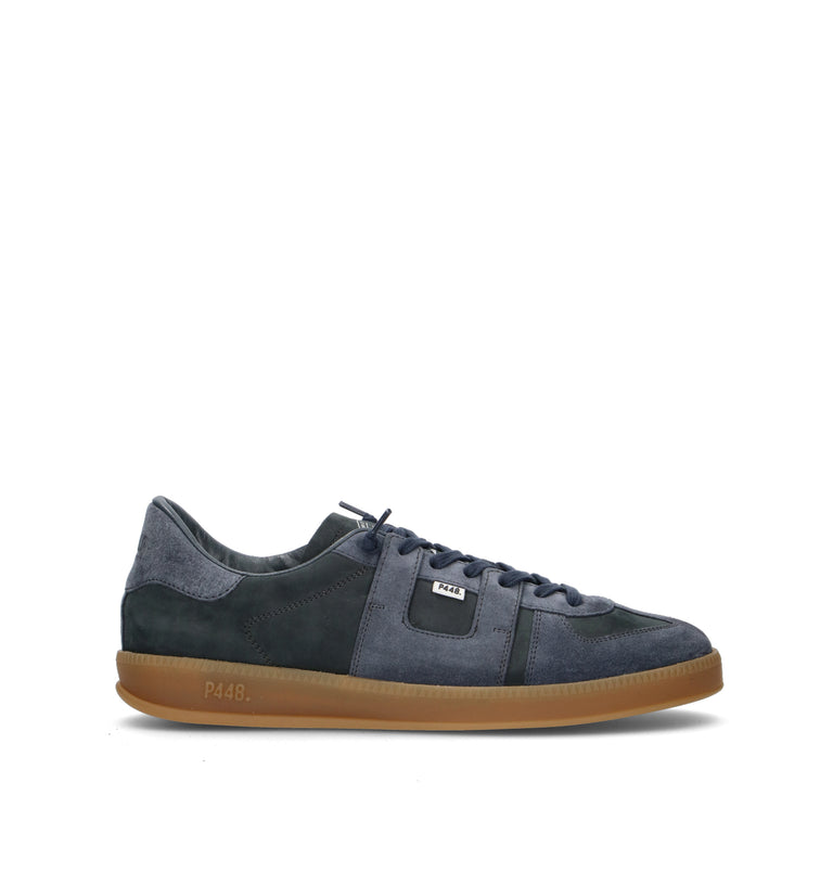 P448 Sneaker uomo blu in nabuk