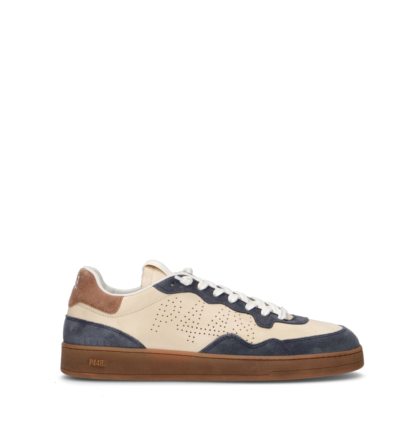 P448 Sneaker uomo panna/blu in nabuk