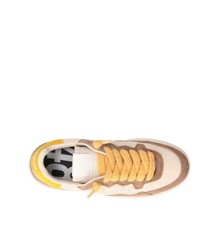 P448 Sneaker donna panna/gialla in nabuk