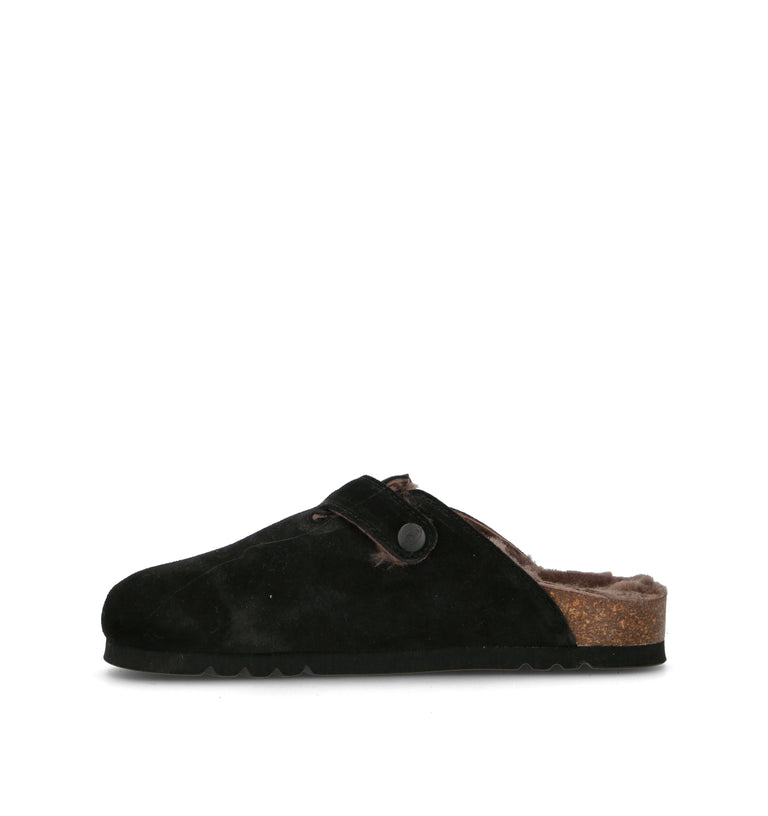 SCHOLL Sabot donna nero in suede