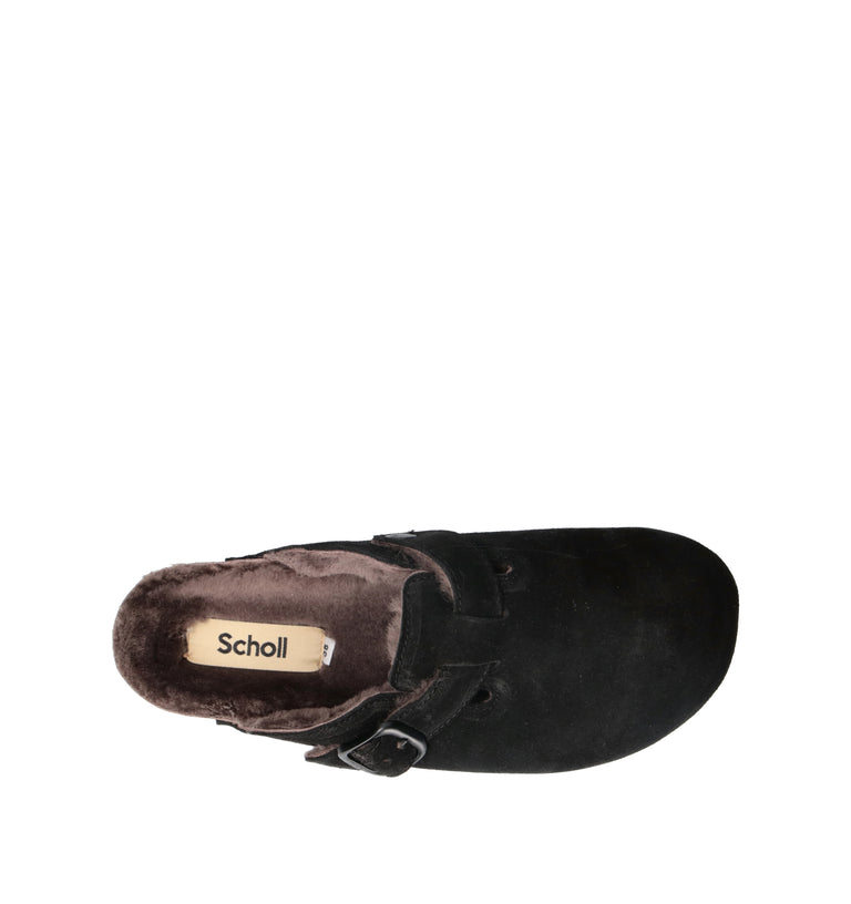 SCHOLL Sabot donna nero in suede