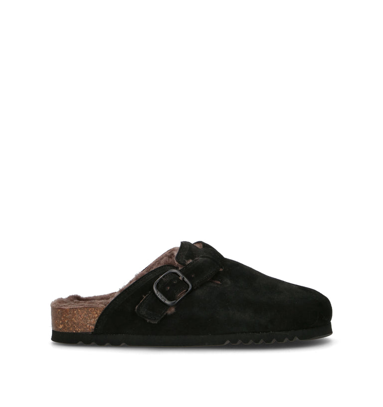 SCHOLL Sabot donna nero in suede