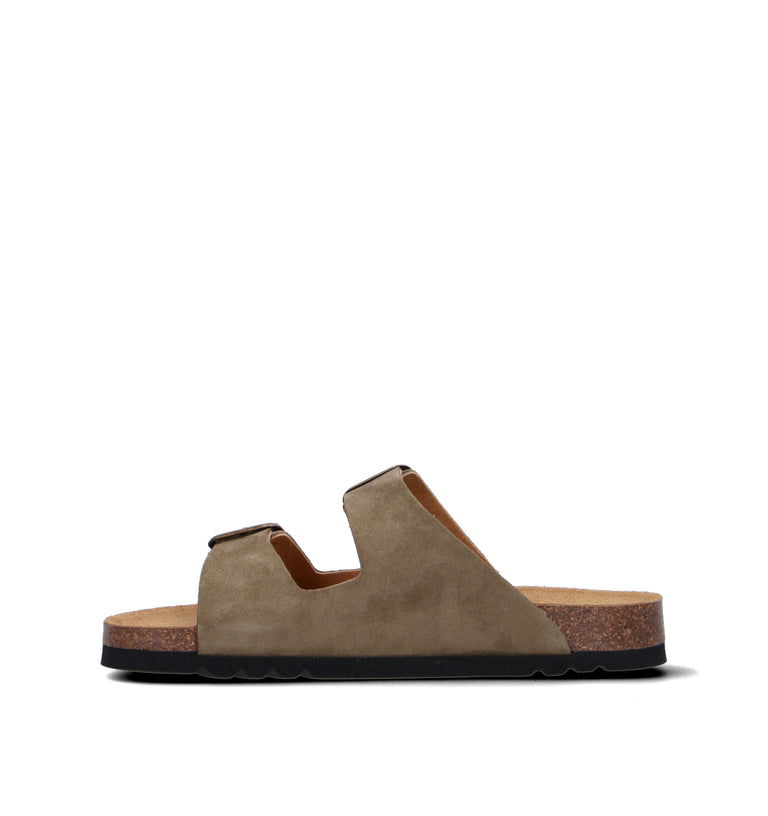 SCHOLL Ciabatta uomo khaki in suede