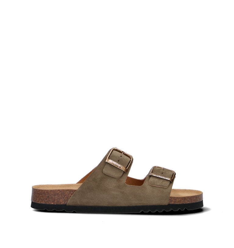 SCHOLL Ciabatta uomo khaki in suede