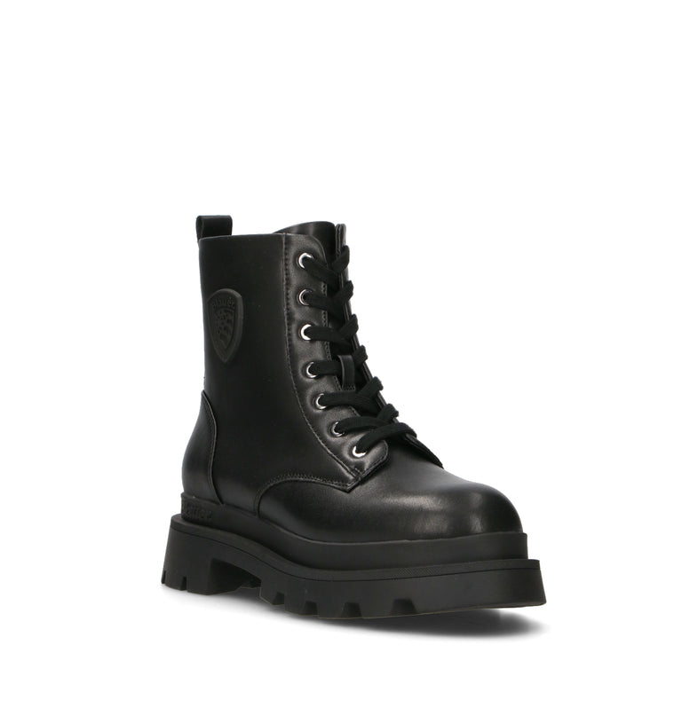 BLAUER Anfibio donna nero in pelle