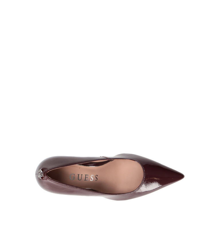 GUESS Décolleté donna bordeaux in pelle