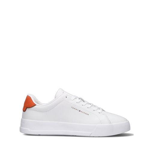 TOMMY HILFIGER JEANS Sneaker uomo bianca/arancio in pelle