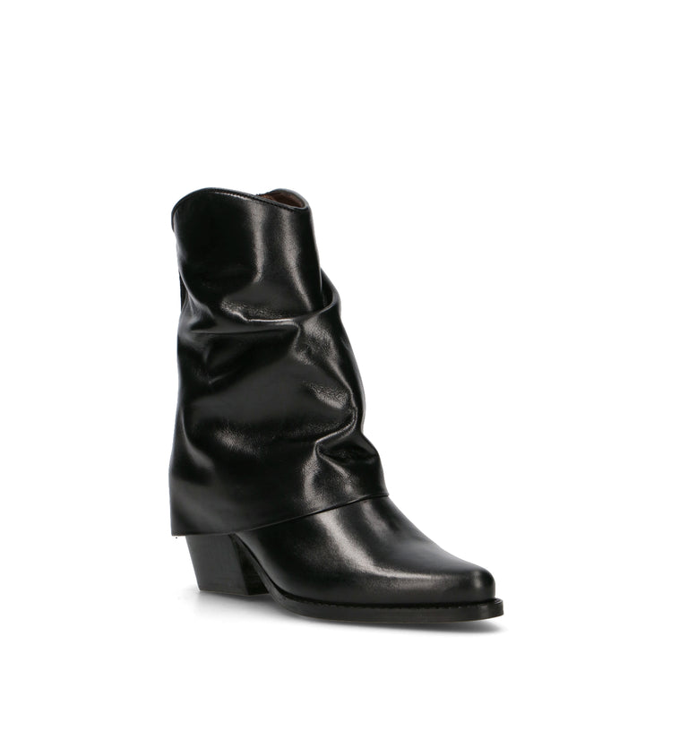 FRICKY Tronchetto donna nero in pelle