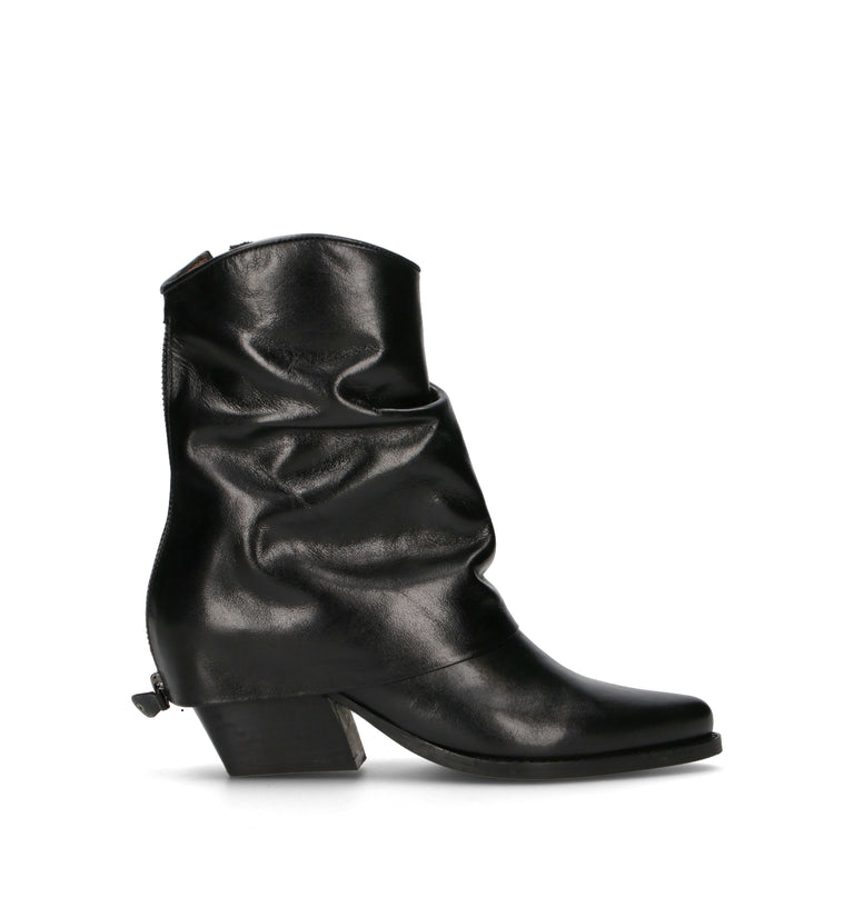 FRICKY Tronchetto donna nero in pelle