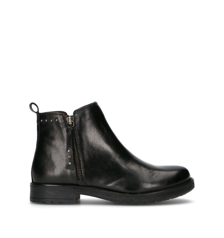 FRICKY Tronchetto donna nero in pelle