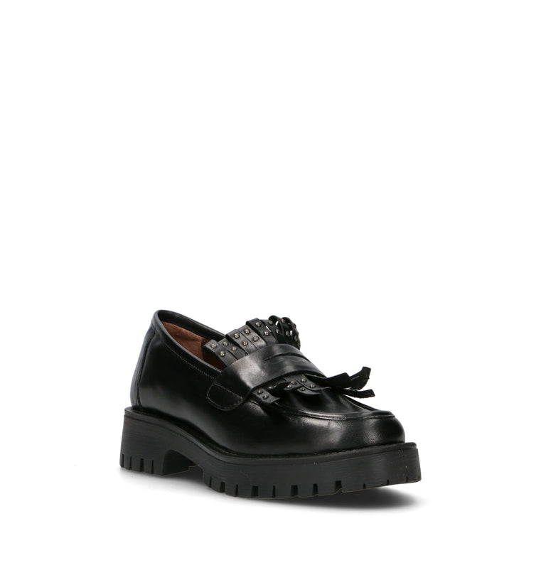 FRICKY Mocassino donna nero in pelle