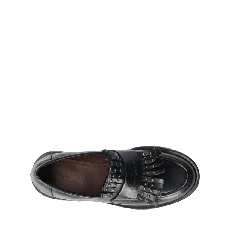 FRICKY Mocassino donna nero in pelle