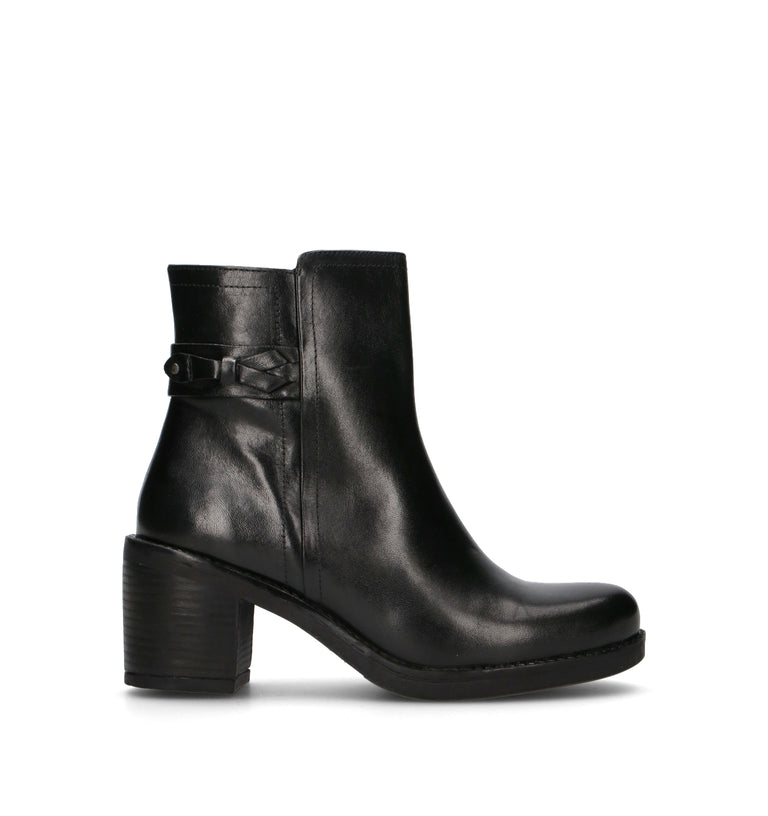 FRICKY Tronchetto donna nero in pelle