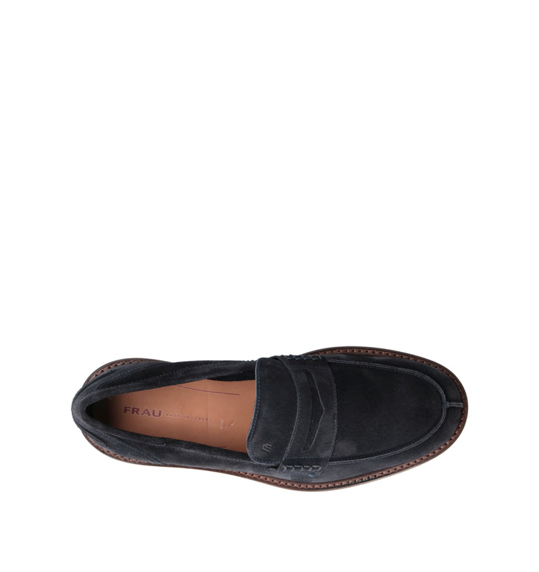 FRAU Mocassino uomo blu in suede