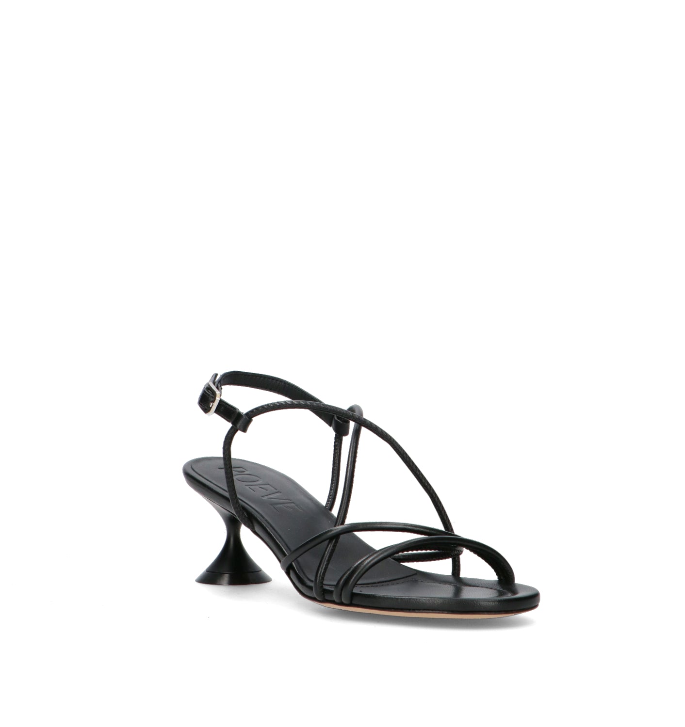POEVE Sandalo donna nero in pelle