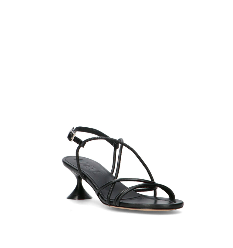 POEVE Sandalo donna nero in pelle