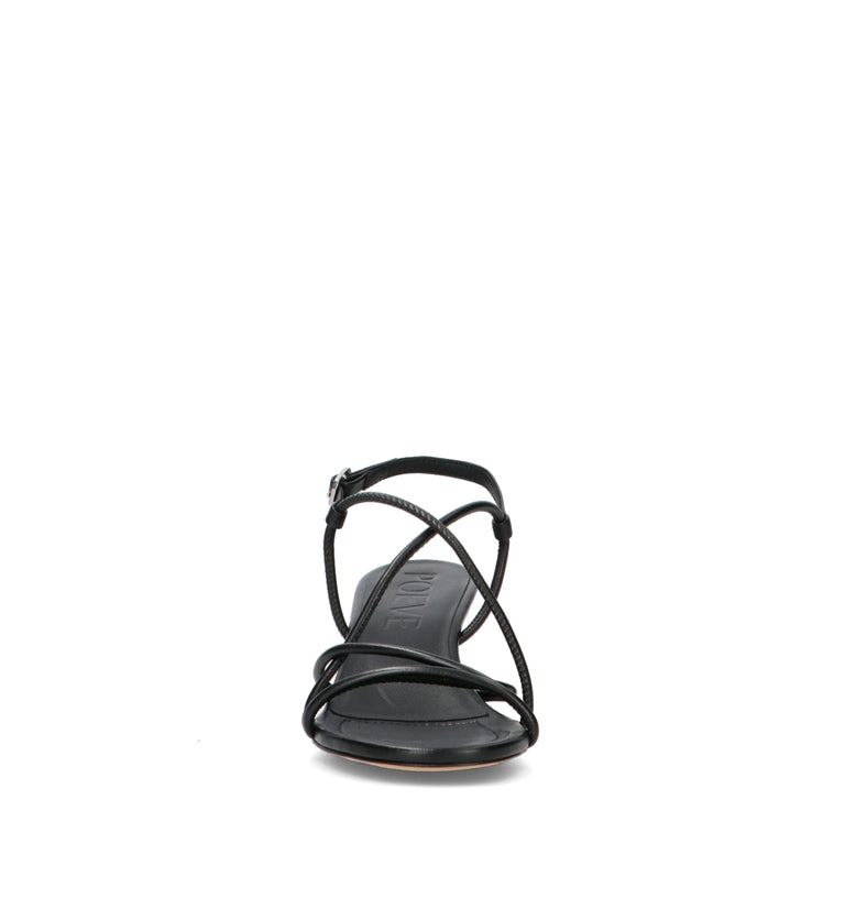 POEVE Sandalo donna nero in pelle