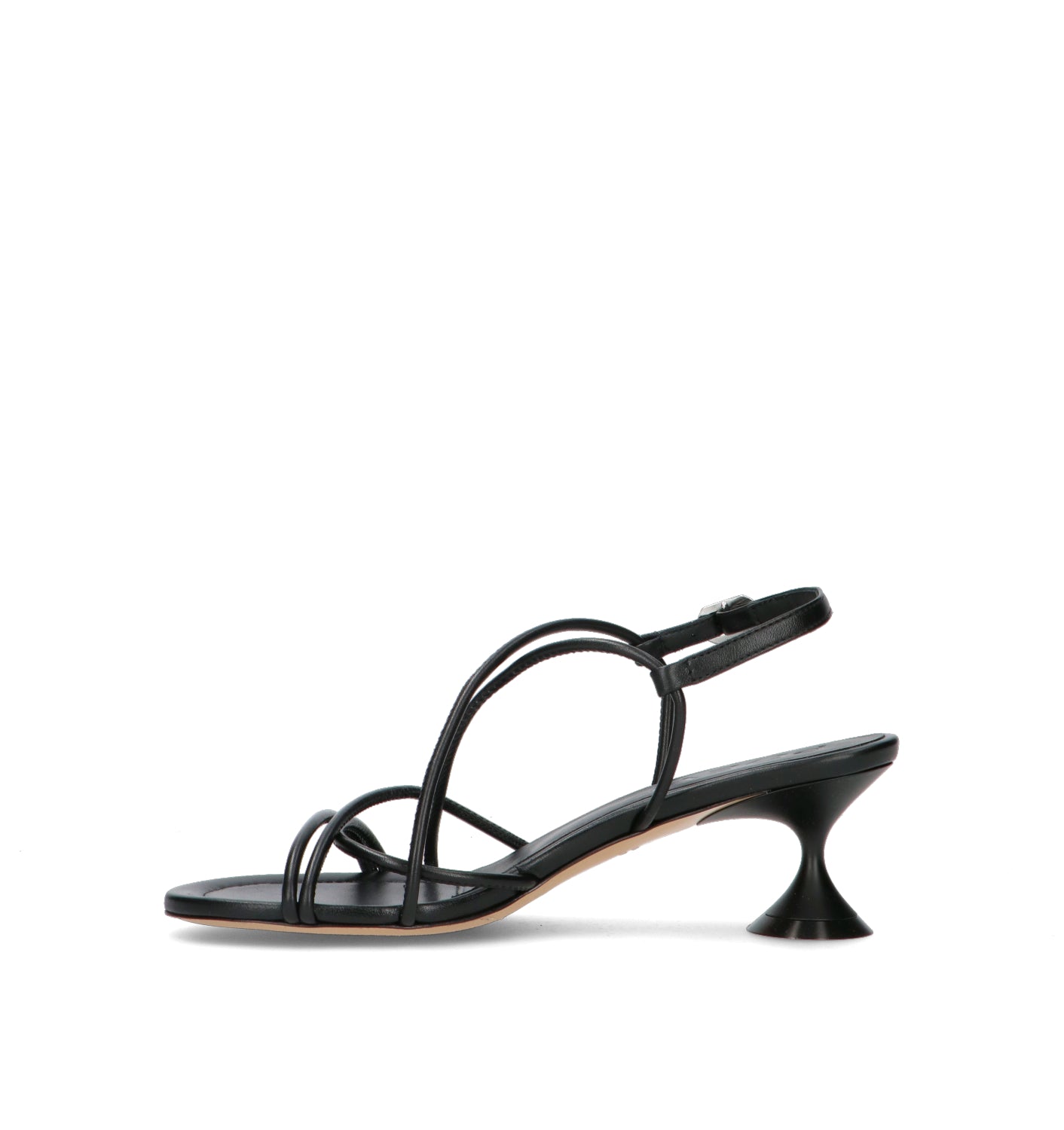 POEVE Sandalo donna nero in pelle