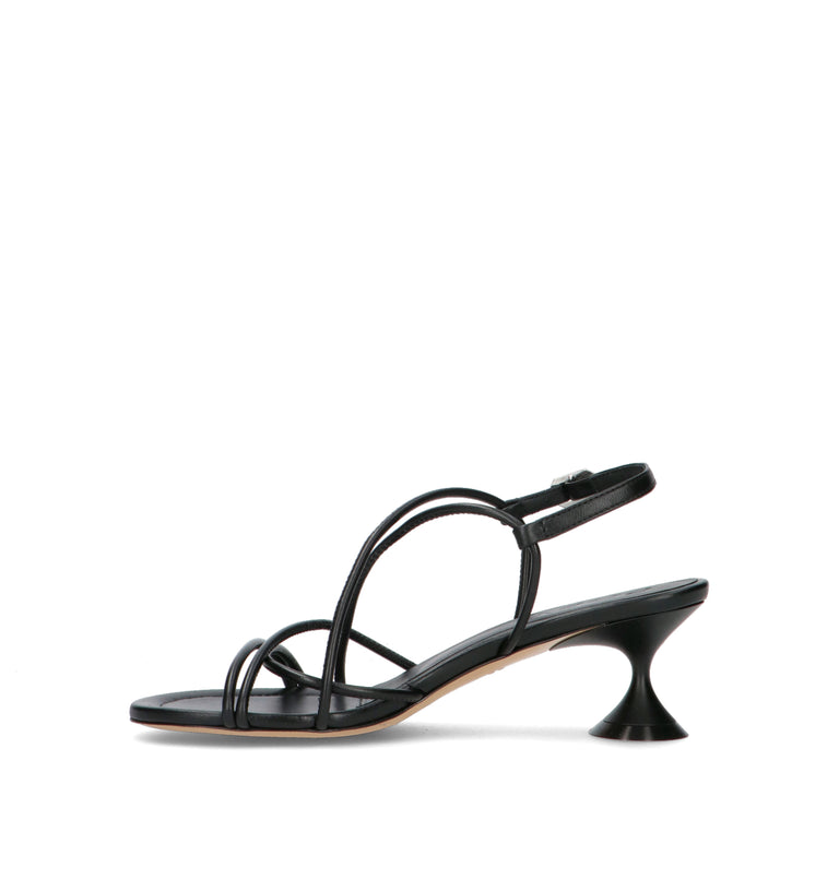 POEVE Sandalo donna nero in pelle