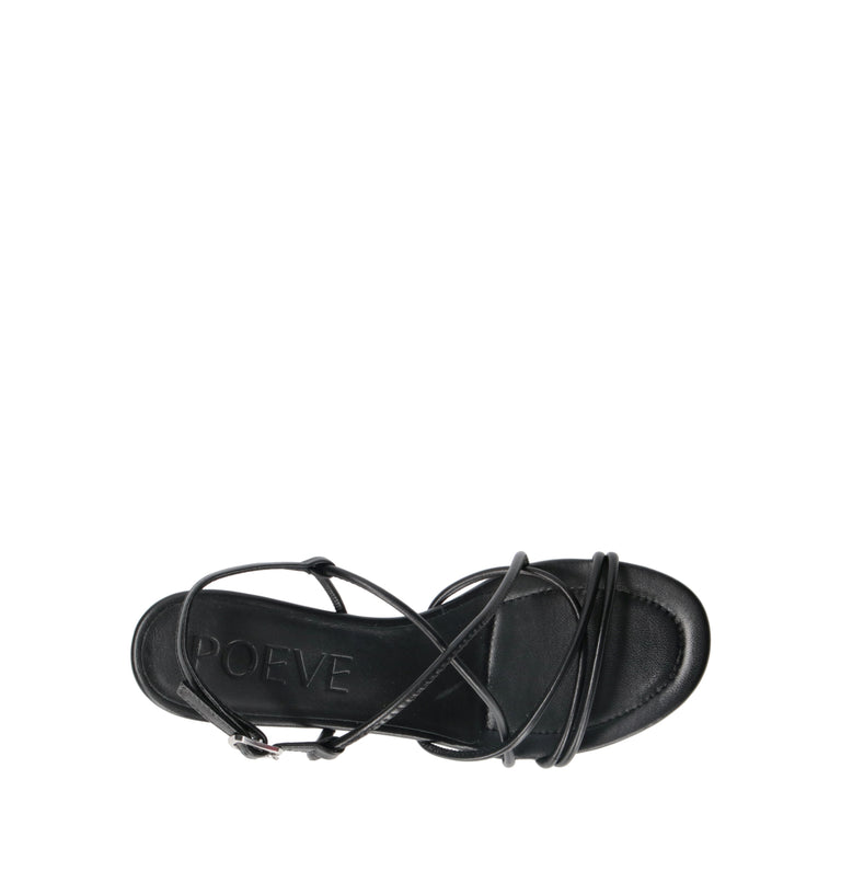 POEVE Sandalo donna nero in pelle