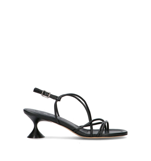 POEVE Sandalo donna nero in pelle