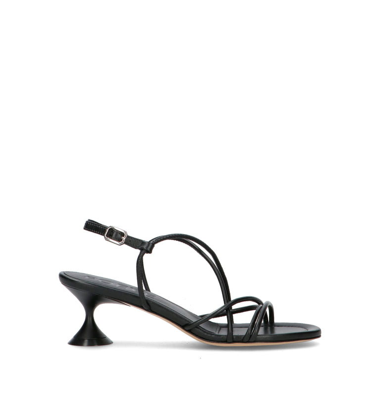 POEVE Sandalo donna nero in pelle