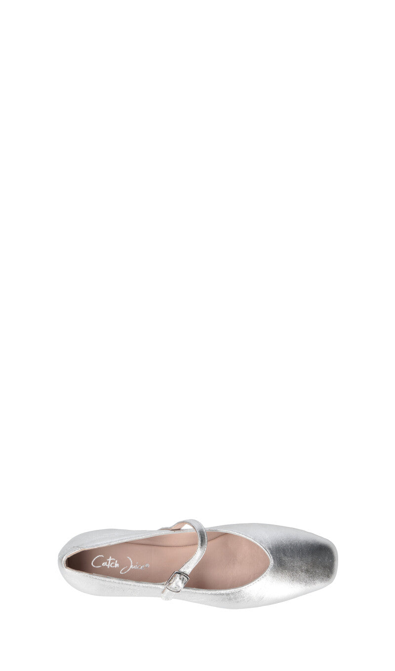 CATCH JUICE Ballerina donna argento in pelle