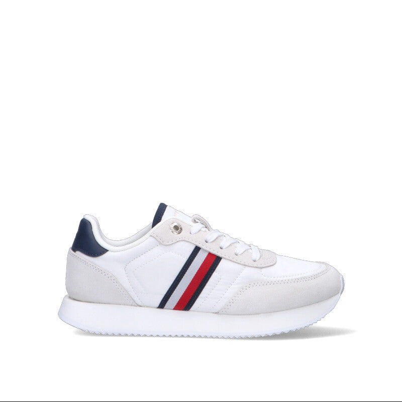 TOMMY HILFIGER Sneaker donna bianca, grigia e rossa in suede