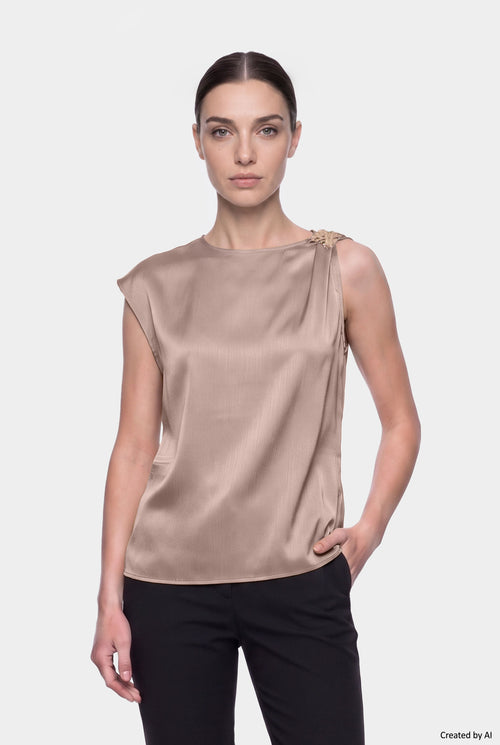EASY PEASY Blusa donna tortora