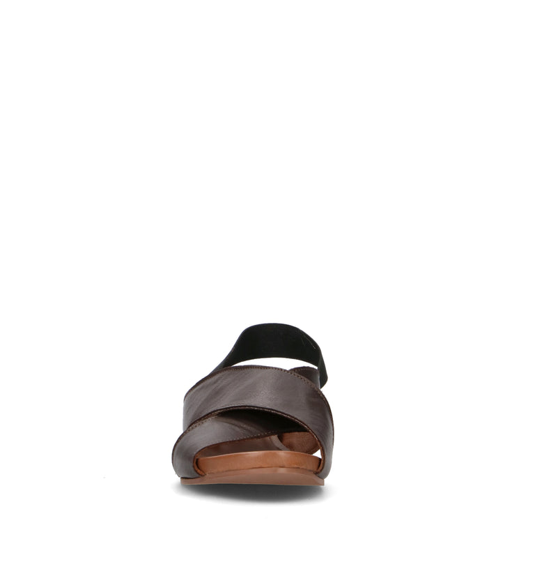 BUENO Sandalo donna teak in pelle